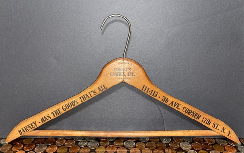 1950’s Barney’s New York Wooden Hanger 111-115 7th Ave