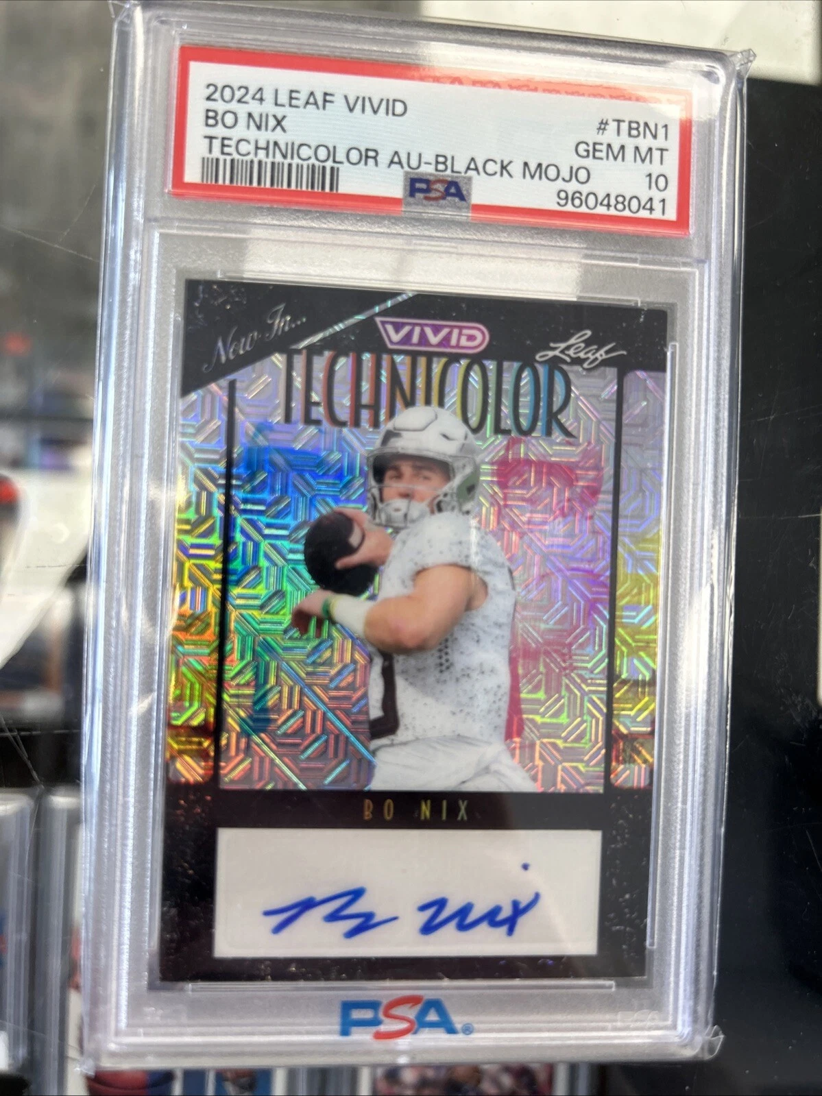 Bo Nix Leaf Vivid Technicolor Autographs #TBN1 Black Mojo