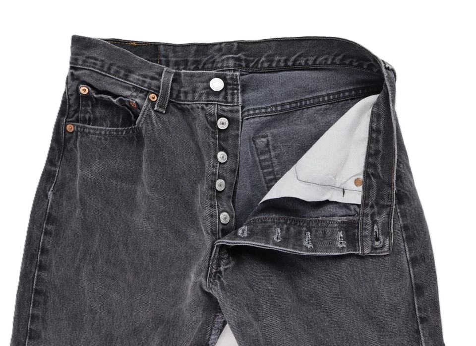 VTG 80s 90s Levis 501 US Mens 30 x 29 Black Denim Fade Jeans DISTRESSED - Image 4 of 4