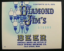 Cold Spring Brewing DIAMOND JIM'S STGRONG BEER  label MN 12oz 