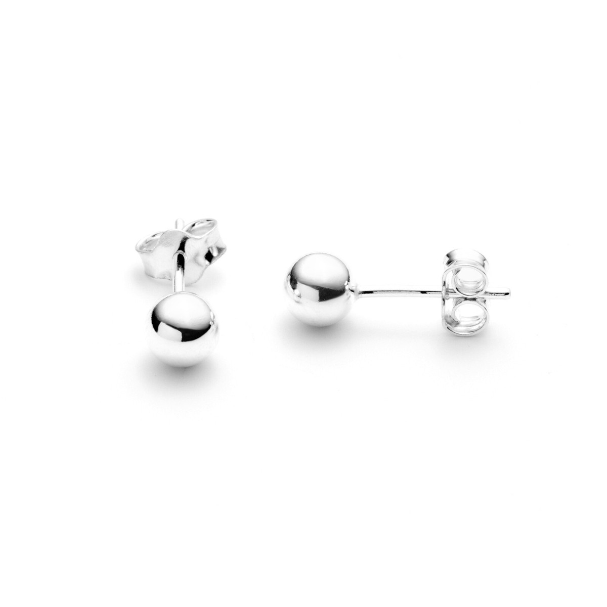 Pair 925 Sterling Silver Ball Stud Size 5mm Plain Round Silver  Studs