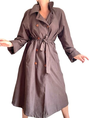 Vintage New York Harbor Coat Chocolate Brown Trenchcoat Belted