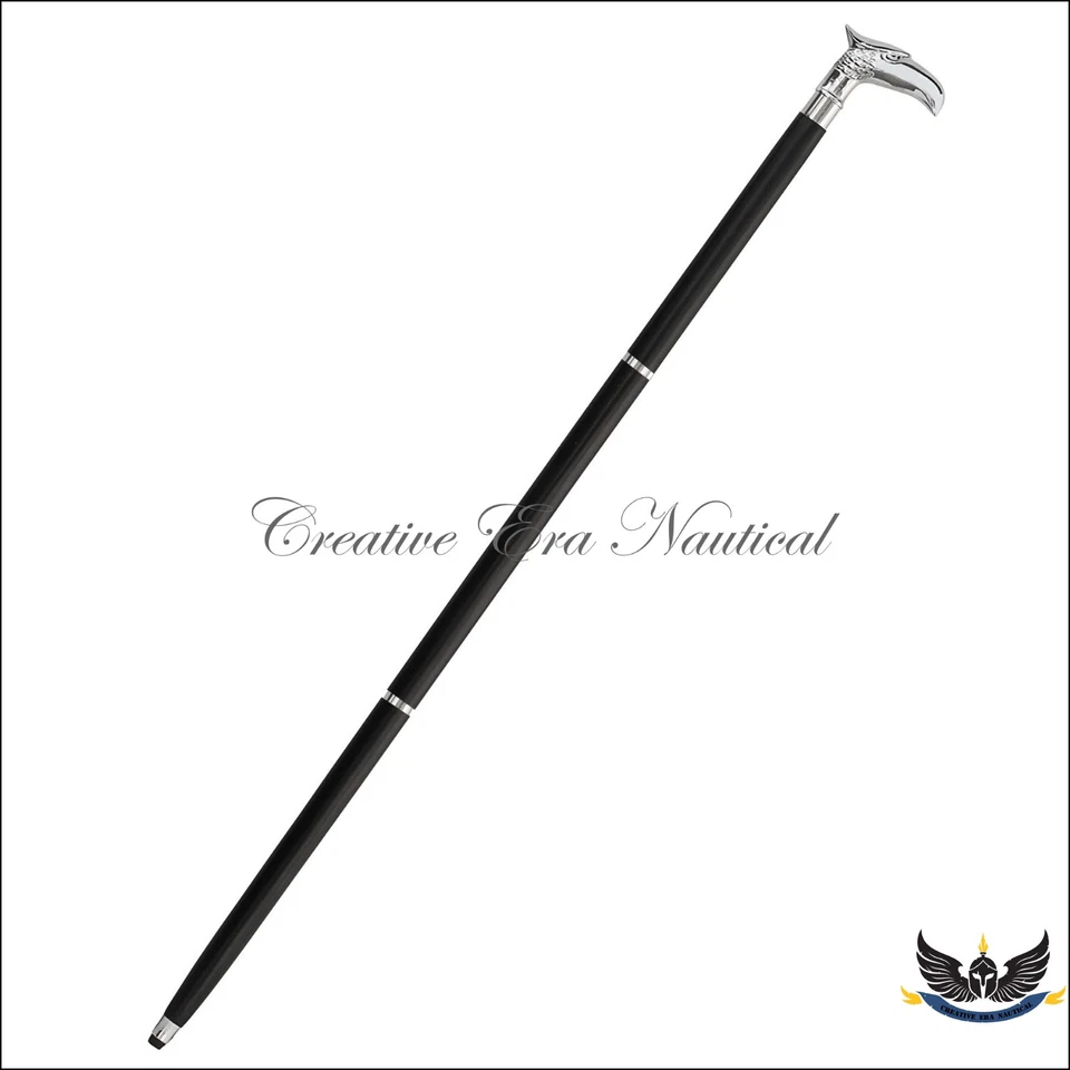 SOLID LATÓN VICTORIA BASTÓN PLATA NÍQUEL ÁGUILA MANGO MADERA DURA NEGRO BASTÓN PARA CAMINAR Foto 4 de 4