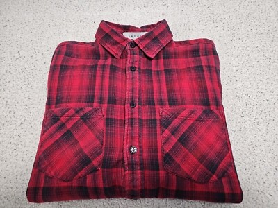 Sandro Paris LumberJack Muted Plaid Flannel Button-up Long Sleeve Shirt SZ S
