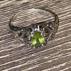 Beautiful 925 Sterling Silver Estate Ring Green Gem Sz 6.75 Signed KBN Vtg!
