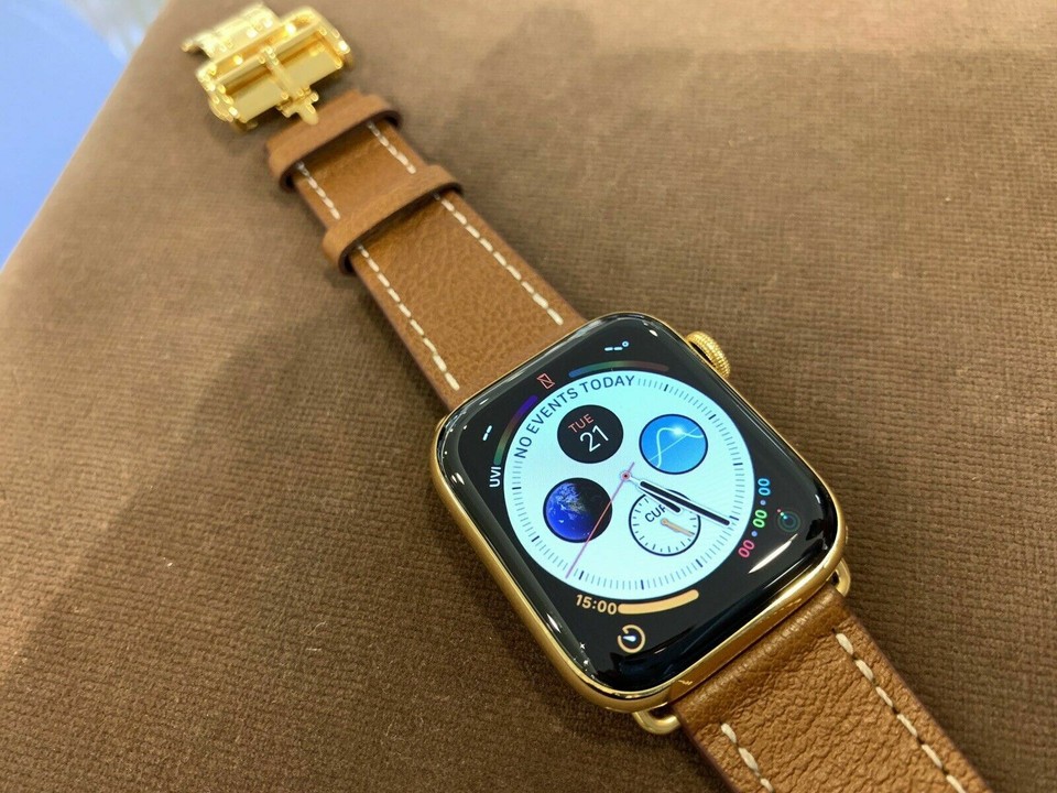 44mm Apple Watch Series 6 Custom 24K Gold Plated Stainless Steel GPS ...