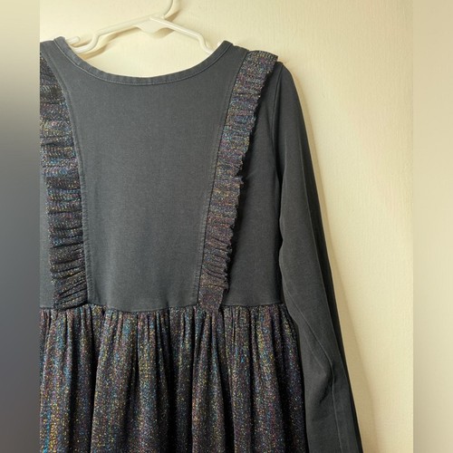 Hanna Andersson Black Multicolor Shimmer Iridescent Long Sleeve Dress Size US 5 - Picture 11 of 13
