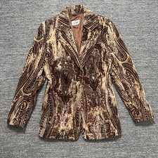 Vintage Jobis Blazer Women 38 Small Paisley Velvet Jacket One Button Germany