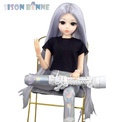 Long Straight Wig Soft Spherical Splice Female Body 60cm BJD Doll