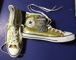 gold sequin high top converse