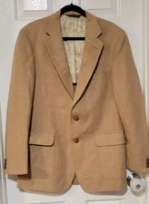 Vintage JOS A BANK 100 Camel Hair Sports Coat Blazer Made In USA Sz 44 
