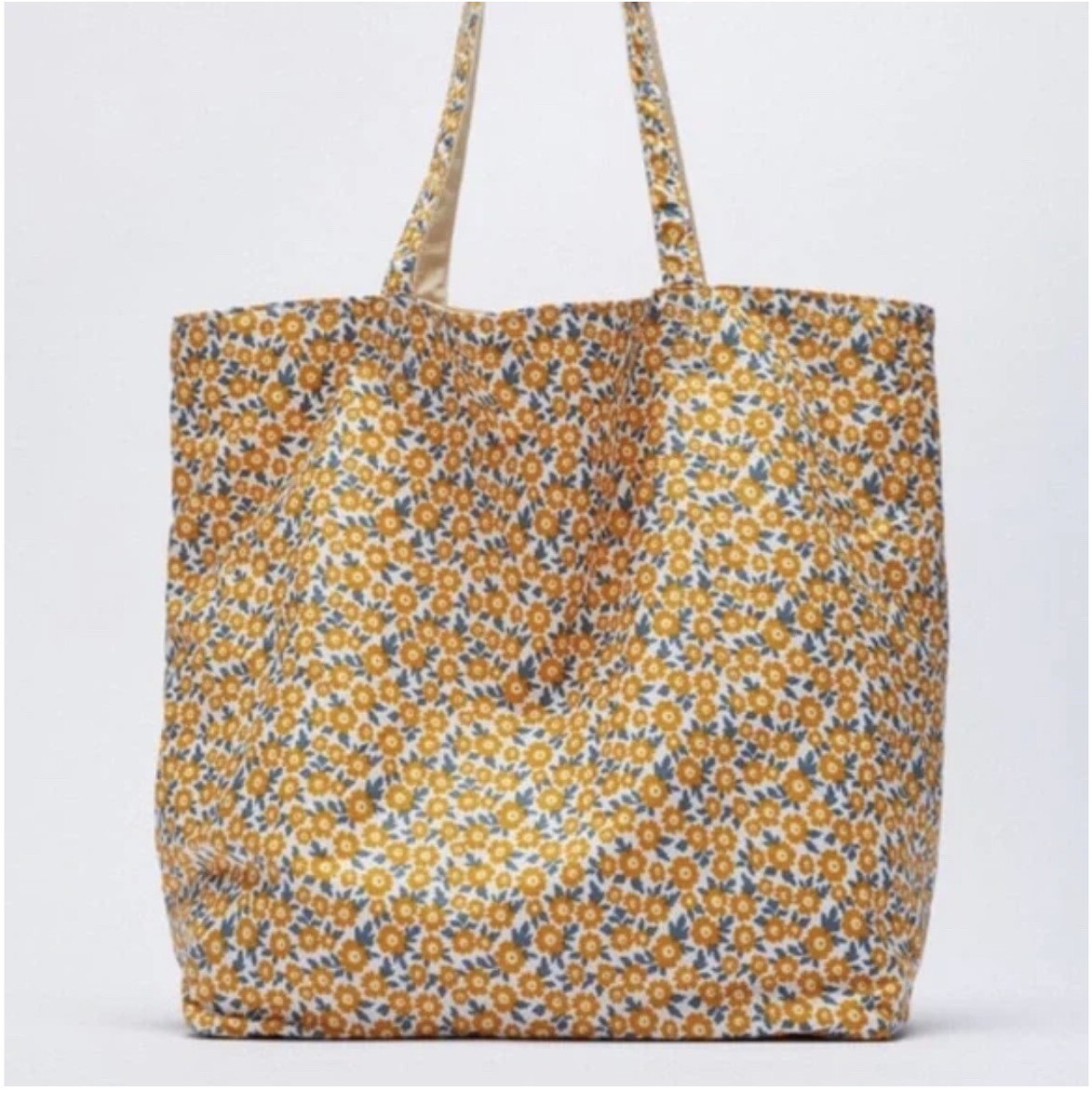 Zara Reversible Floral Print Tote Bag Yellow/Peach | eBay