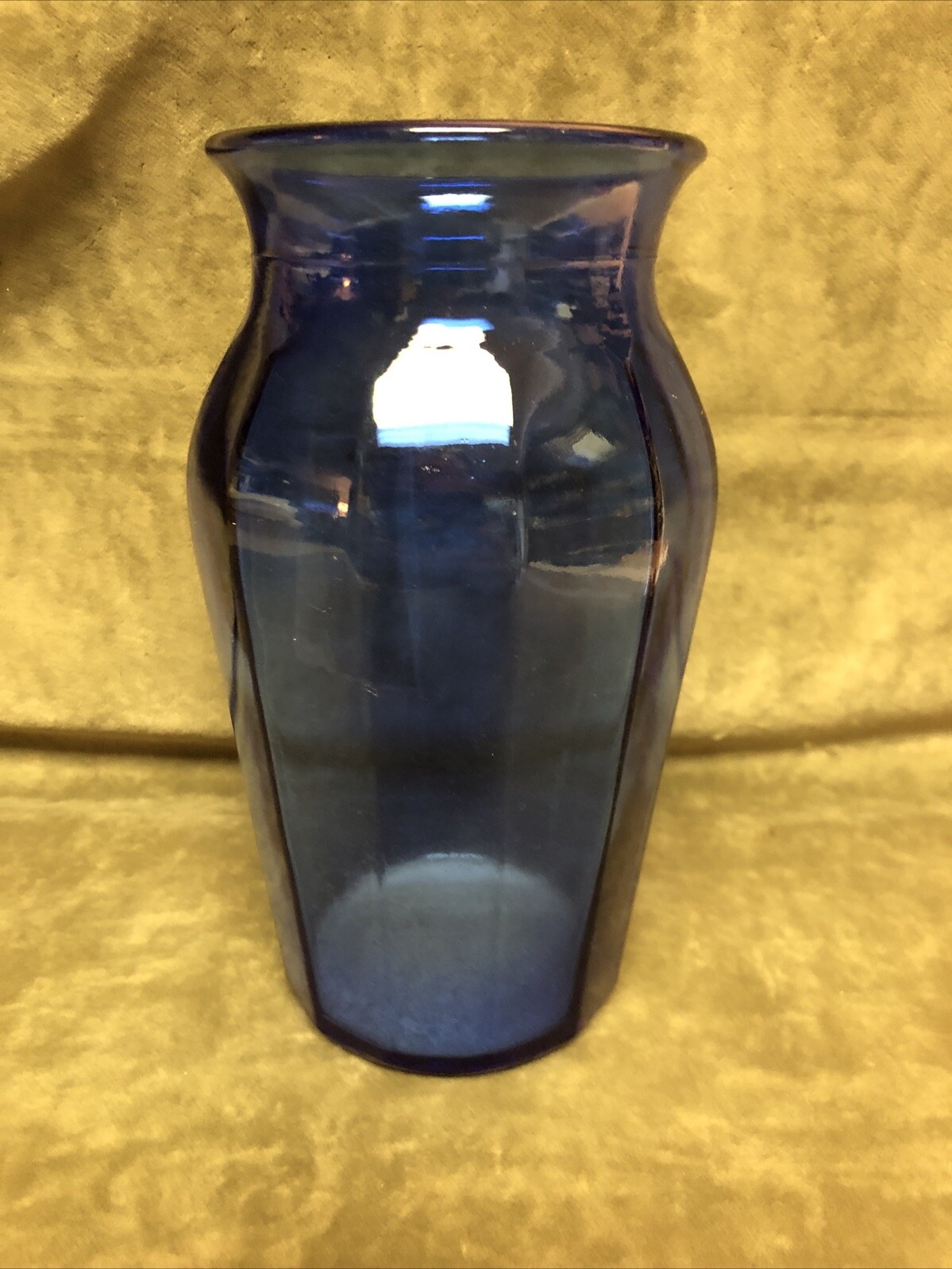 1930’s Hazel Atlas Ritz Cobalt Blue Glass Panel Design Flared Vase