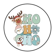 30 CHRISTMAS ENVELOPE SEALS LABELS STICKERS 1.5" ROUND HO HO HO PENGUIN CUTE