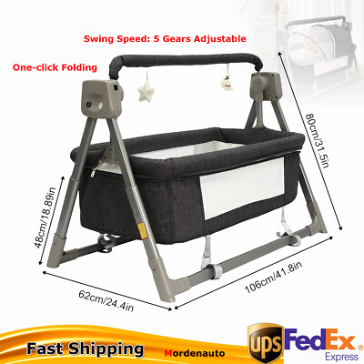 Portable Electric Baby Swing Cradle Bassinet Rocking Crib Infant W/ Bluetooth