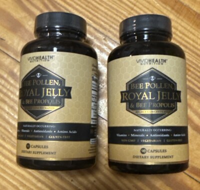 2 Bottles 1/25 Immune Boosting Royal Jelly Supplement with Bee Pollen & Propolis