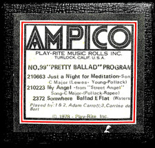 AMPICO Recut PROGRAM ROLL 99 PRETTY BALLAD PROGRAM Long Play Player Piano Roll