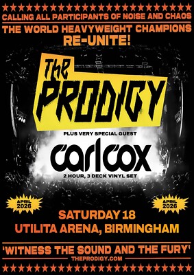 The Prodigy Birmingham 2026 A3 A4 Print Poster Unframed