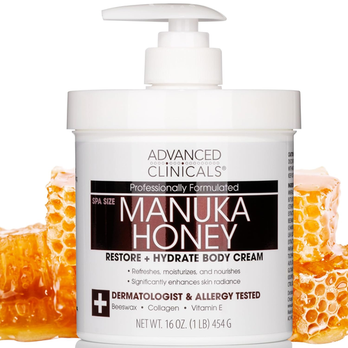 Advanced Clinicals Manuka Honey Cream Face Moisturizer & Body Butter Lotion for