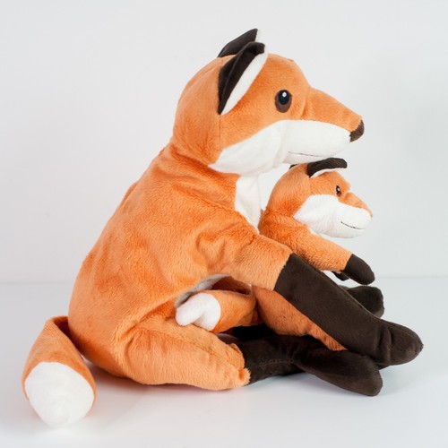 Ikea Vandring Red Fox Foxes Momma Mama Baby 11" Sitting Plush Stuffed Animal Toy - Picture 3 of 6