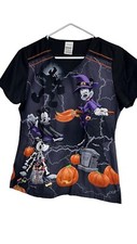 Disney Mickey Minnie Mouse Scrub Top Halloween Holiday Black Women  s Small S