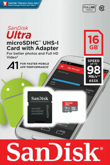 Memory card microsdhc SanDisk per cellulari e smartphone