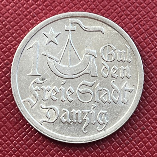 Poland, Danzig, Free City 1923 SILVER Gulden. Beautiful UNC BU. KM# 145 - Picture 2 of 3