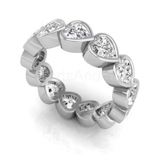 3ct Heart Cut Simulated Diamond Full Eternity Wedding Band 14K White Gold Plated