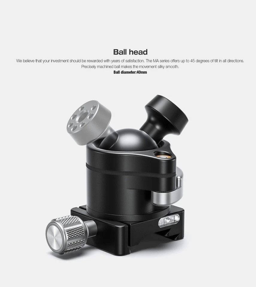 Leofoto MA-40 40mm Rapid Lock Ball Head w Arca /Picatinny Clamp - Image 4 of 4