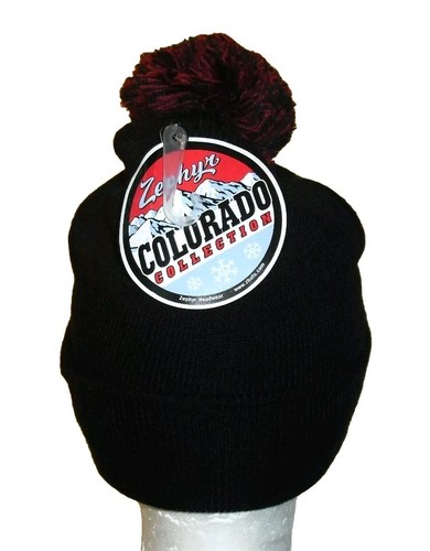 Stanford Cardinal Mens Zephyr Beanie Pom Black Cuff Winter Hat Cap New Tags Ncaa - Picture 2 of 2
