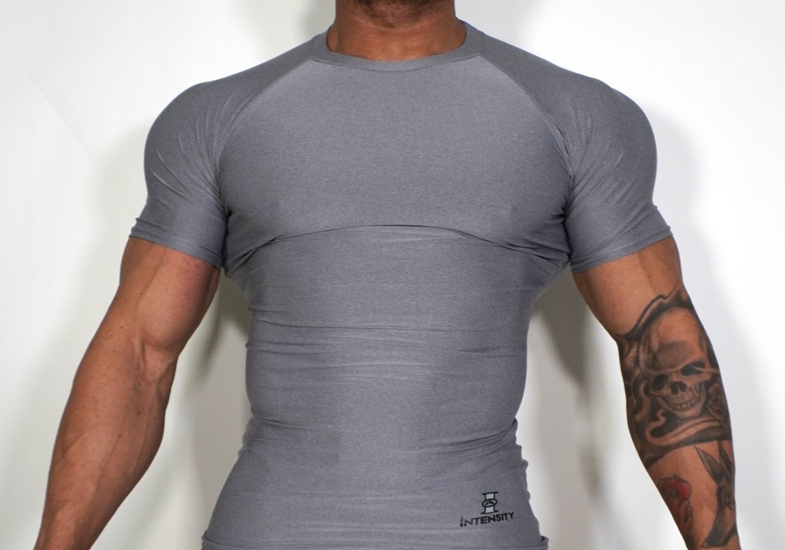 LARGE GRAY TIGHT FITTING COMPRESSION SHIRT