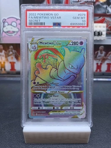 Pokemon Go 2022 Full Art Rainbow Mewtwo VSTAR- Secret Rare Card 79/78 PSA 10