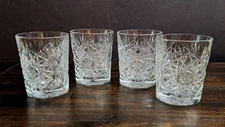 Vintage Libbey Hobstar Double Old Fashioned Whisky Glasses- 12 Oz -Set Of 4 