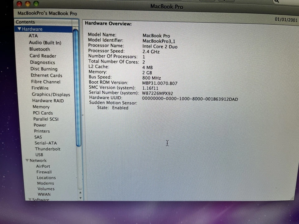 Vintage Apple MacBook Pro A1226 (15 inch, 2007), 2GB, 80GB - Snow Leopard - Image 3 of 4