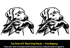 Duck Hunting Mallard Lab Retriever Dog Two Pack 5 Black Vinyl Decal Car Truck