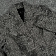 Randy Kemper Blazer Womens 4 Gray Floral Textured Button Jacket Silk Blend USA