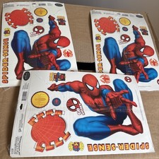 Lot of 3 Marvel Spider-Man Wall Sticker Sheets Decals Kids Room Decor New Reuse