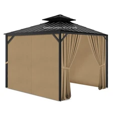 Gazebo Privacy Curtains 10' x 12' with Zipper 4-Panels Side Wall Universal Re...