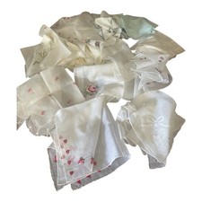 Huge lot 14 Vtg Embroidered Floral Handkerchiefs Lace Trim Assorted Design