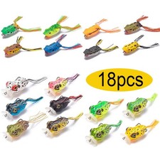 18PCS Mixed Frog Fish Lures Kit, for Saltwater Freshwater Trout Bass Salmon Bait