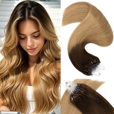 Reusable Micro Link Hair Extensions Remy Human Hair Invisible Micro Beads Tip US