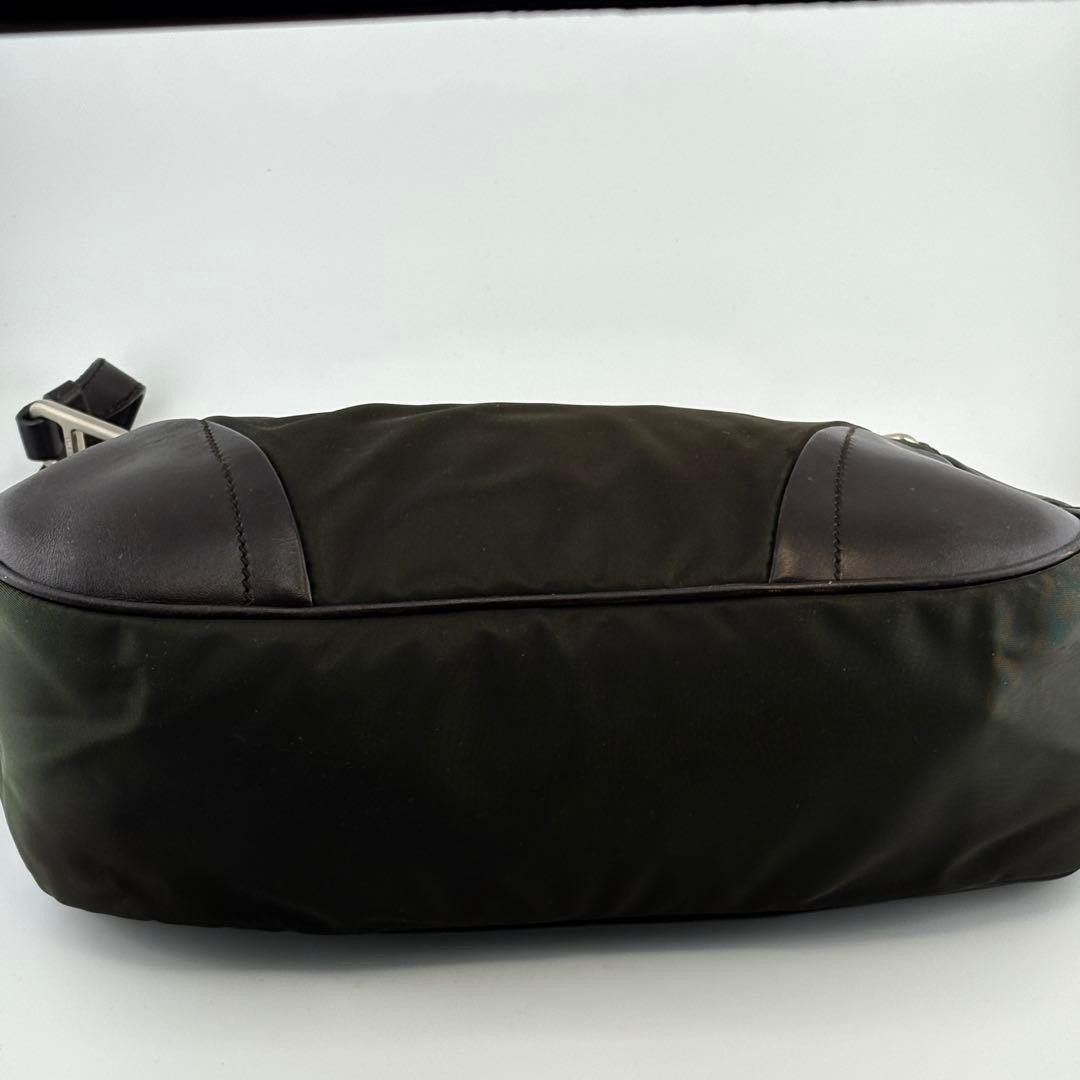 PRADA Nylon Leather Shoulder Bag Khaki thumbnail 9