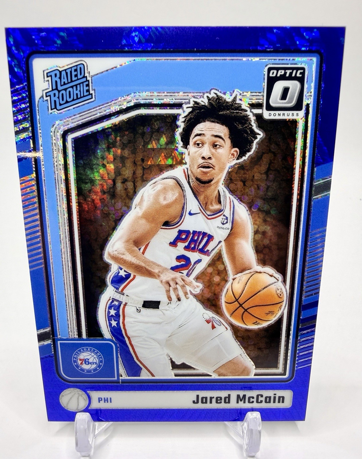 Jared McCain 2024-25 Panini Donruss Optic Blue Hyper /175 Rated Rookie #270