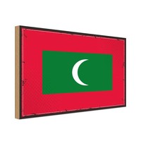 Holzschild 20X30 Cm Malediven Maldives Flagge Fahne Wappen Deko Geschenk Holz Sc