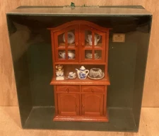 REUTTER Dollhouse Hutch Miniature China Cabinet with dishes Germany Porcelain