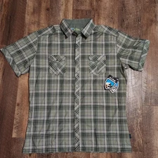 Kuhl Konquer SS Shirt XL Western Pearl Snap Agave Green Plaid Eluxur 7152