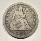1843-O Seated Liberty Quarter Silver Better Date Great Album Coin Old Cleaning