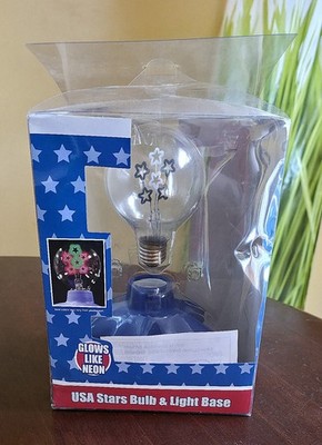 STAR Light Bulb Vintage Aerolux Style Pink & Green Neon Design New w/ Box & Base