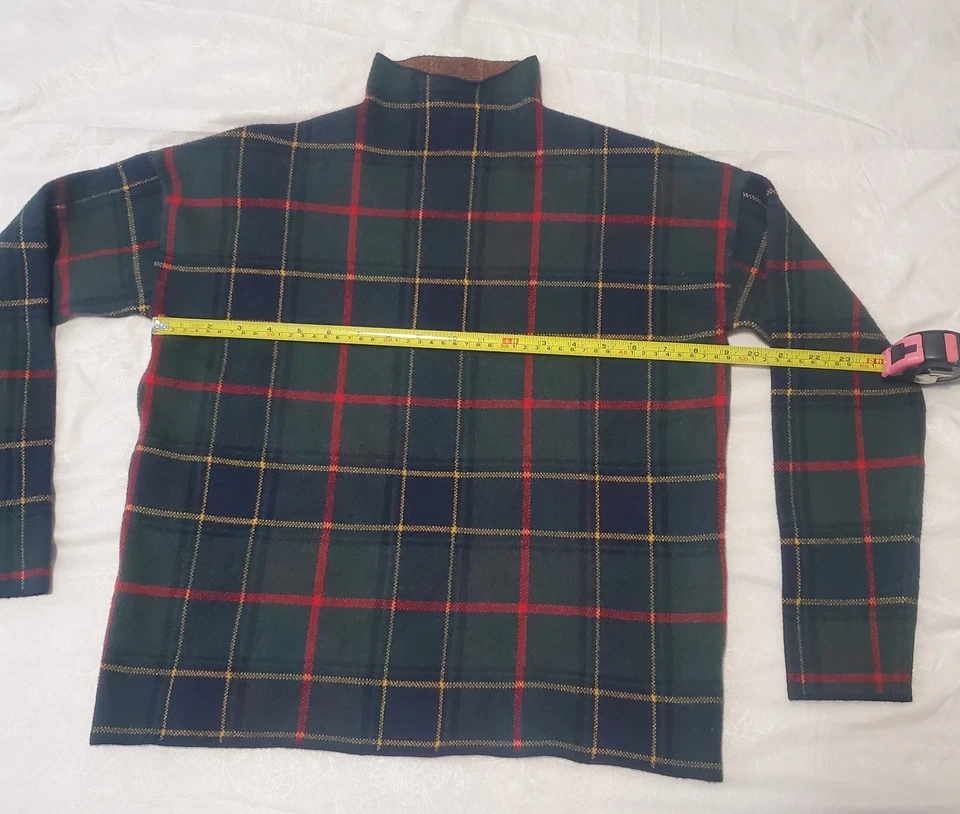 TAHARI Women's M Plaid Mock Neck Sweater Pullover Green Red Blue RN 75343 - Image 3 of 4