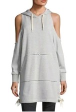 Womens Sam Edelman Cold Shoulder Sweatshirt Hoodie Dress S Small Gray